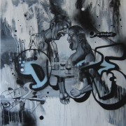 Chris Daze Ellis - THE ARGUMENT 175x140cm - Mixed Media on Canvas